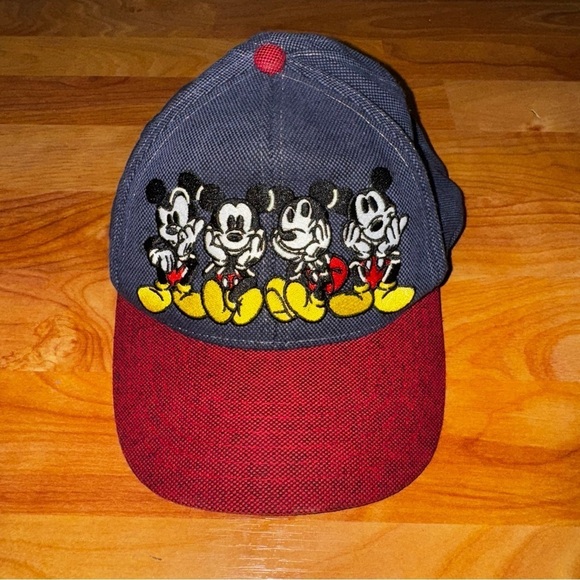 Vtg Disney Store Embroidered Mickey Mouse Hat 100% Cotton Red And Blue Rare OSFM main image 4